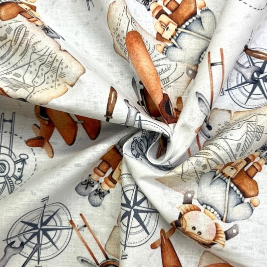 COTON IMPRIME Avion du Petit Prince