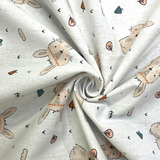 COTON IMPRIME Lapin Indien