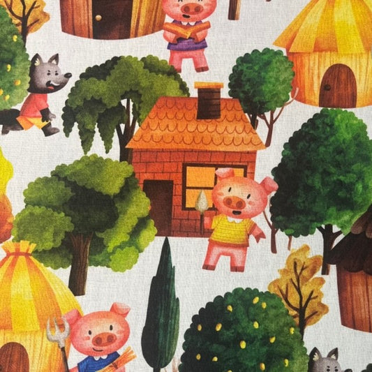COTON IMPRIME Maison des trois petits cochons