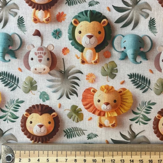 COTON IMPRIME 3D Animaux de la forêt