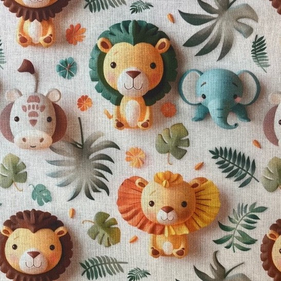 COTON IMPRIME 3D Animaux de la forêt