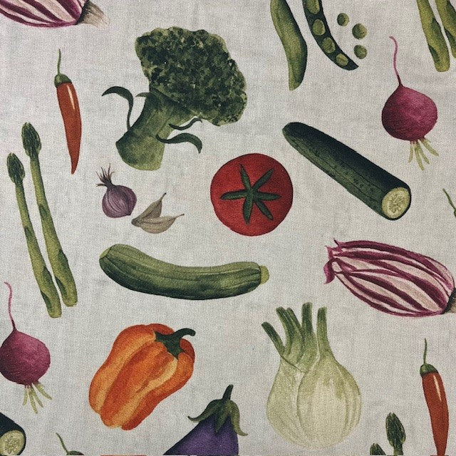 TOILE DECO IMPRIME Légumes fond Naturel