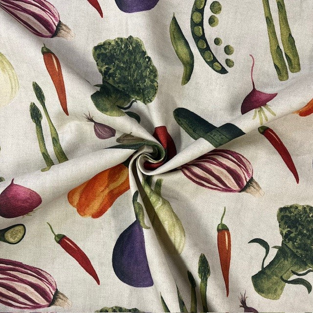 TOILE DECO IMPRIME Légumes fond Naturel