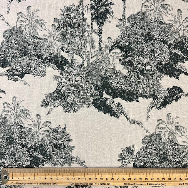 TOILE DECO IMPRIME Tropical Vert fond Naturel