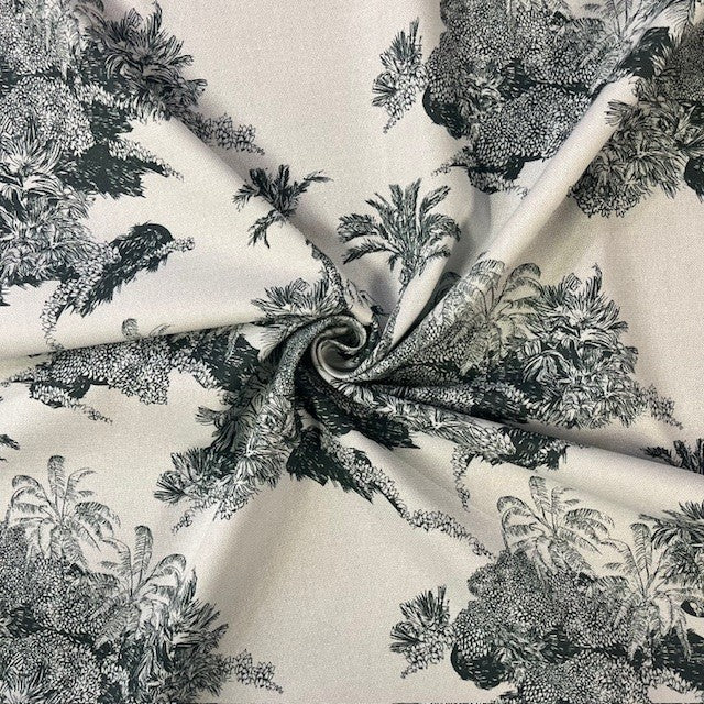 TOILE DECO IMPRIME Tropical Vert fond Naturel