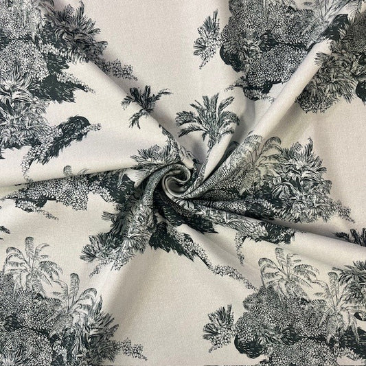 TOILE DECO IMPRIME Tropical Vert fond Naturel