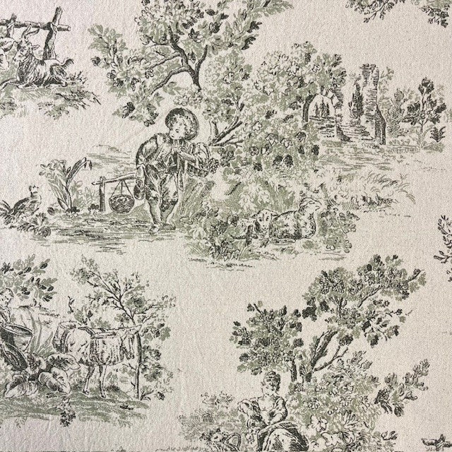 TOILE DECO IMPRIME Toile de Jouy Kaki