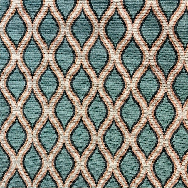 JACQUARD DECO IMPRIME Seventies Bleu