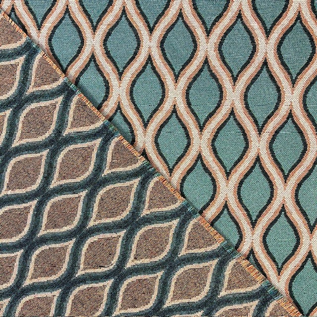 JACQUARD DECO IMPRIME Seventies Bleu
