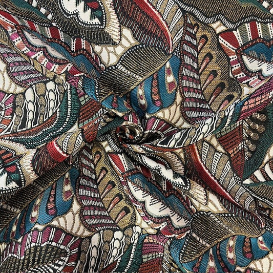 JACQUARD DECO IMPRIME Feuillages Multi couleurs