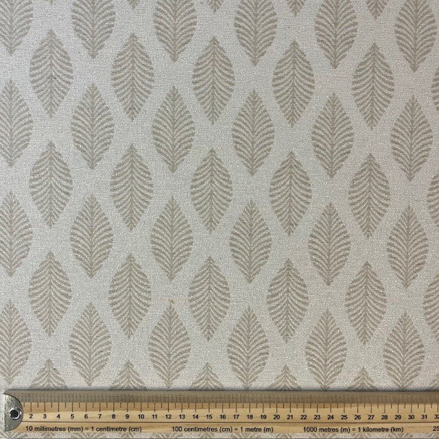 JACQUARD DECO IMPRIME Feuilles Abstraites Beige