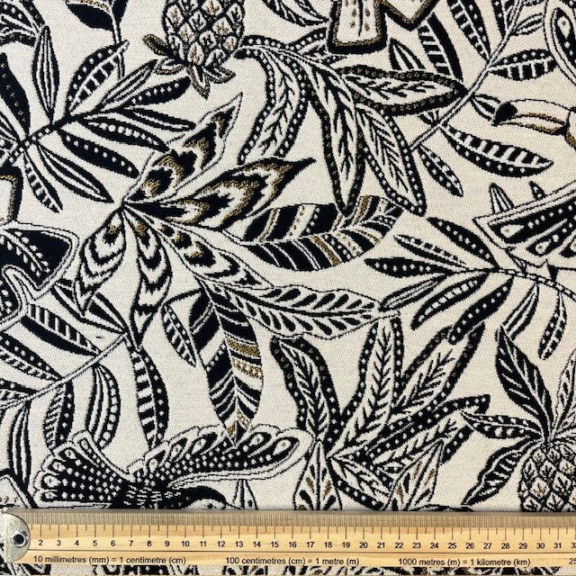 JACQUARD DECO IMPRIME Feuillage Noir