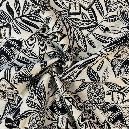 JACQUARD DECO IMPRIME Feuillage Noir