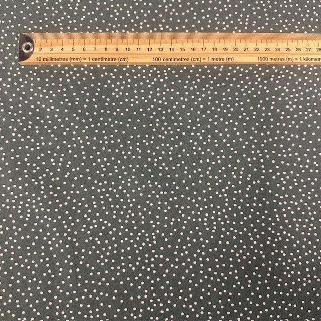 COTON IMPRIME Pois Blanc fond Kaki