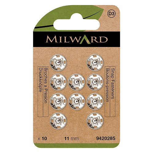 PRESSION A COUDRE Argent 11 mm par 10
